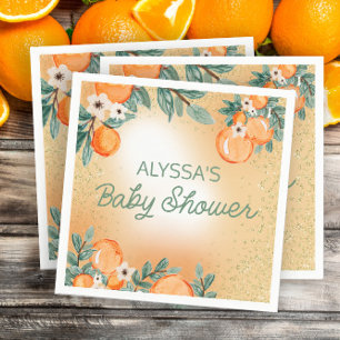 Serviette En Papier Orange Green Boy Girl Citrus Baby shower de fruits