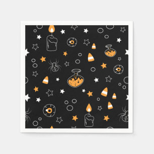 Serviette En Papier orange halloween noir