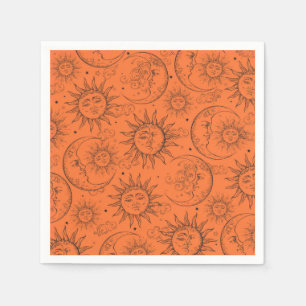 Serviette En Papier Orange Magic Vintage céleste étoile de la lune