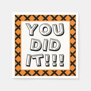 Serviette En Papier Orange & Noir Vous L'Avez Fait Graduation