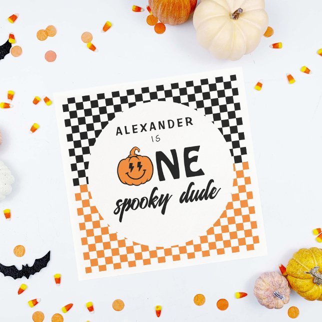 Serviette En Papier Orange One Éffrayant Dude Halloween 1er anniversai (Créateur téléchargé)