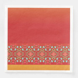 Serviette En Papier Orange Or Et Rouge