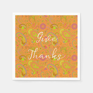 Serviette En Papier Orange paisley personnalisé