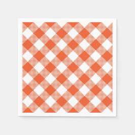Serviette En Papier Orange Plaid Fall Country Motif