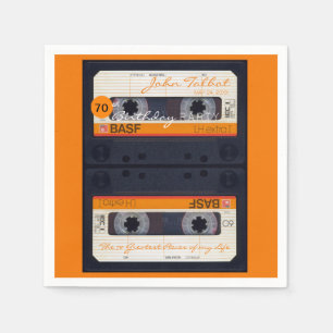 Serviette En Papier Orange Retro Audiotape 70e anniversaire PPN