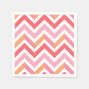 Serviette En Papier Orange Rose Géométrique Chevron Été Moderne