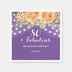 Serviette En Papier Orange Rose Lights Violet Anniversaire