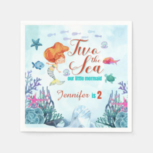 Serviette En Papier Orange Sirène Deux Filles de la Mer 2e anniversair