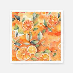 Serviette En Papier Orange Slices Aquarelle Frais Citrus Design