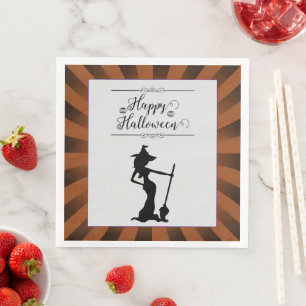 Serviette En Papier Orange Starburst Witch Halloween