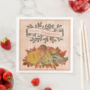 Serviette En Papier Orange Thanksgiving Citrouilles et Squash