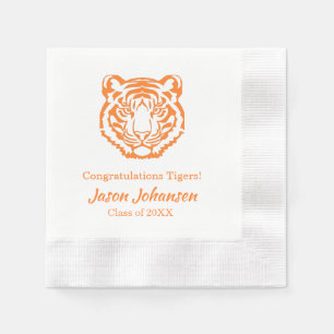 Serviette En Papier Orange Tiger Mascot School Graduation Napkin
