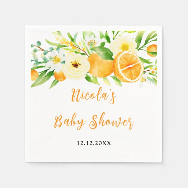 Serviette En Papier Oranges Citrus Baby Shower (Devant)