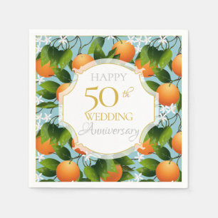 Serviette En Papier Oranges Citrus Fruit Floral Party