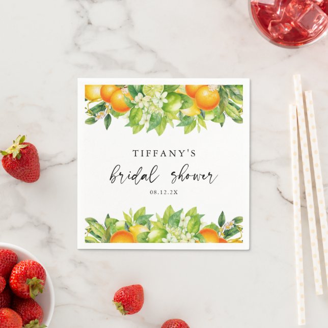 Serviette En Papier Oranges d'été moderne Fête des mariées agrumes (En situation)
