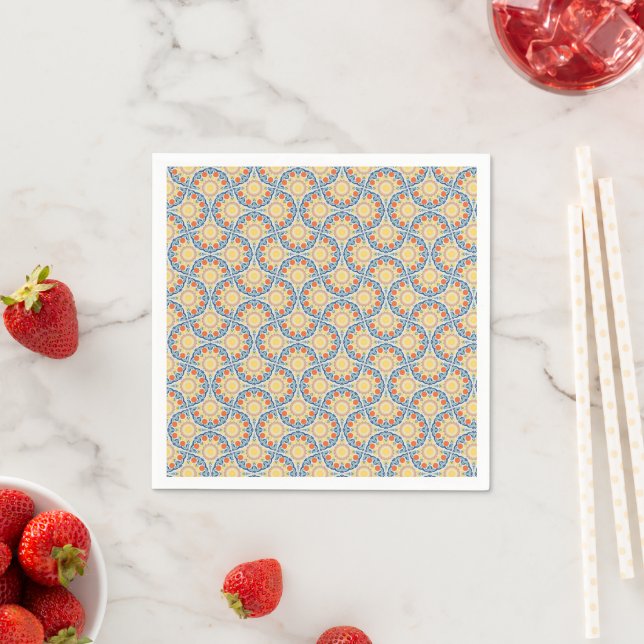 Serviette En Papier Oranges Et Citrons D'Été De La Mer Égée (En situation)