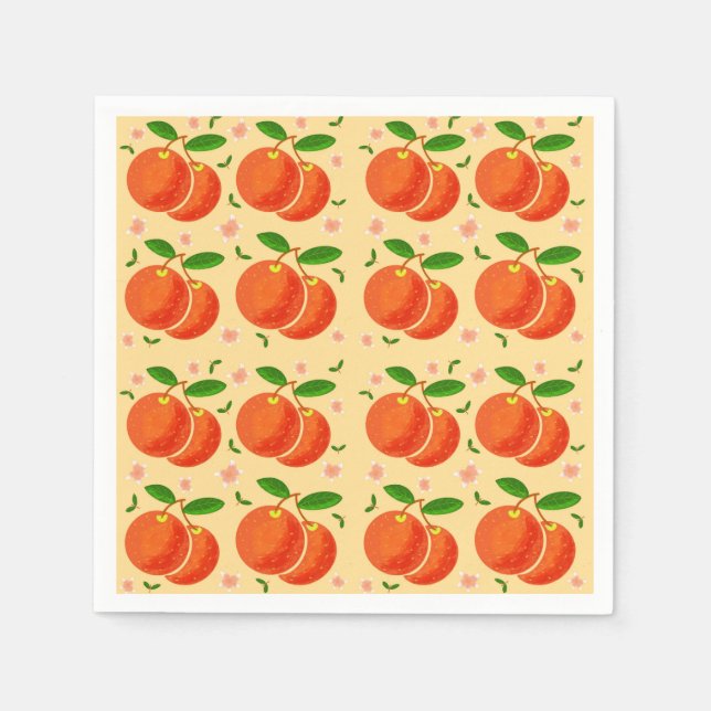 Serviette En Papier Oranges et fleurs (Devant)
