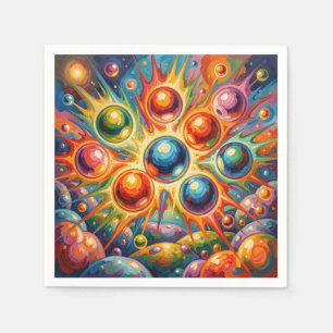 Serviette En Papier Orbes Abstraits Vibrants Fluides Radiaux