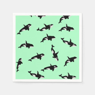 Serviette En Papier Orca Whale Illustration Pod Motif Ocean Mint