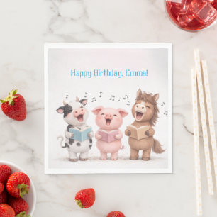 Serviette En Papier Orchestre d'Animaux de Ferme Anniversaire