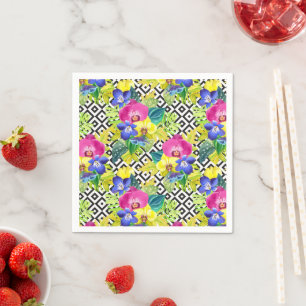Serviette En Papier Orchid Begonia et Palm Leaves