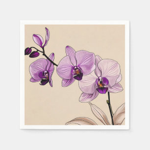 Serviette En Papier Orchidée botanique élégant