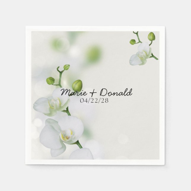 Serviette En Papier Orchidée douce et élégante (Devant)