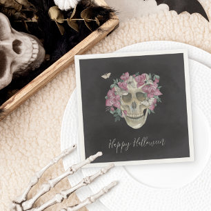 Serviette En Papier Orchidée rose Crâne floral Halloween Party