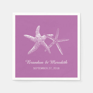 Serviette En Papier Orchidée violet Starfish Beach Mariage serviettes