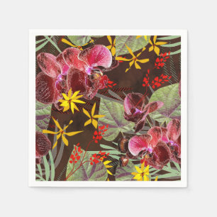 Serviette En Papier Orchidées rouges.