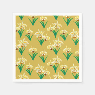 Serviette En Papier Orchidées sauvages - Orchidées jaunes dorées et fe