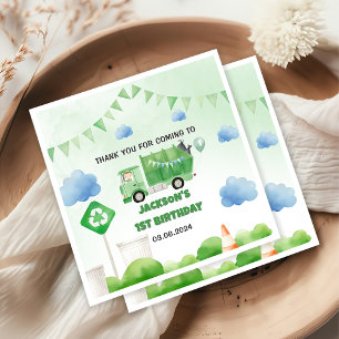 Serviette En Papier Ordures Camion 1ère fête d'anniversaire