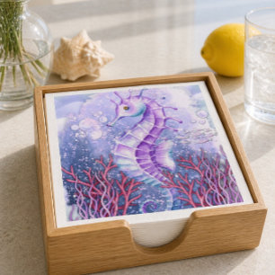 Serviette En Papier Oreiller de jet côtier Cheval Marin Violet