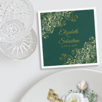 Ornate Gold Filigree Elegant Emerald Green