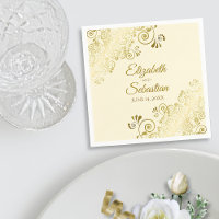 Ornate Gold Floral Filigree Elegant Cream Wedding