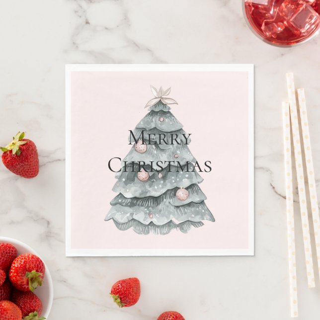 Serviette En Papier Ornement d'arbre de Noël rose vif (En situation)