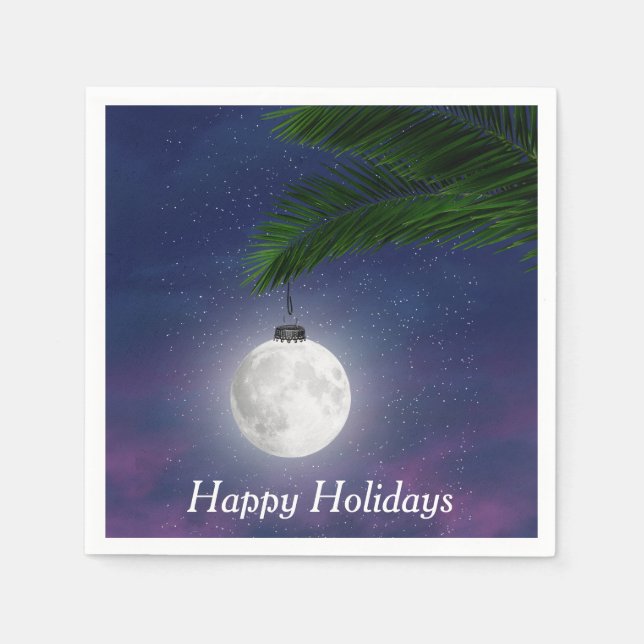 Serviette En Papier Ornement De Noël Lune Sur Palmier (Devant)