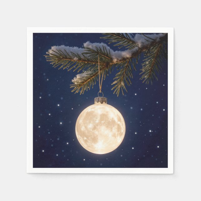 Serviette En Papier Ornement de Noël Pleine lune (Devant)