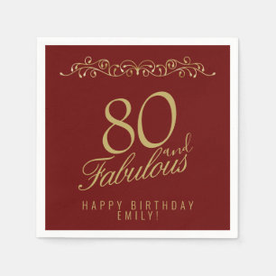 Serviette En Papier Ornement élégant 80 et fabuleux 80e anniversaire