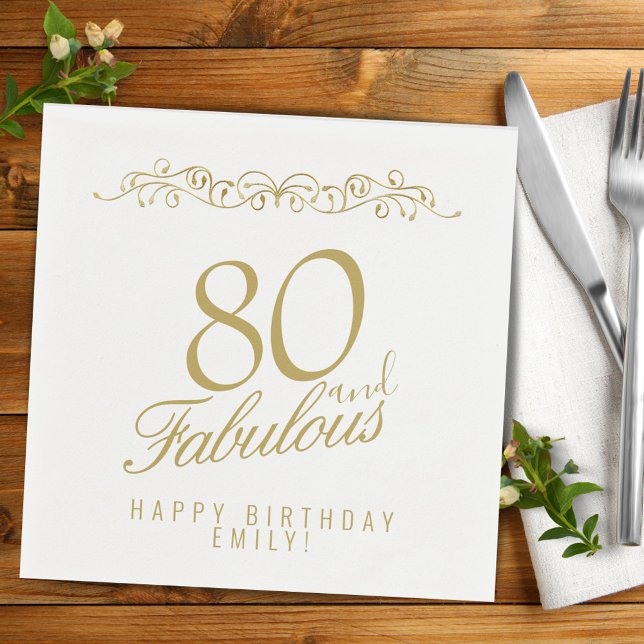Serviette En Papier Ornement élégant 80 et fabuleux 80e anniversaire (Créateur téléchargé)
