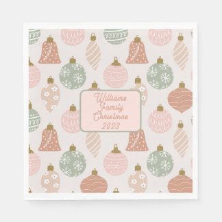 Serviette En Papier Ornements Boho rose Sage Personnalisé Noël