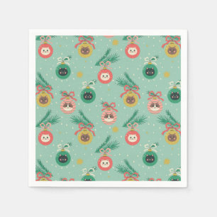 Serviette En Papier Ornements de chats sur Motif d'arbre