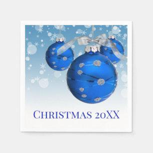 Serviette En Papier Ornements De Noël Bleus Avec Pneus De Neige