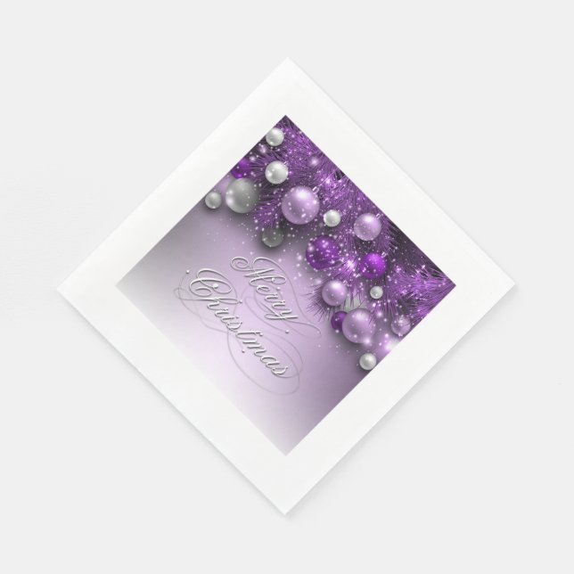 Serviette En Papier Ornements de Noël - Purples (Coin)