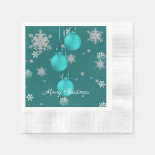Serviette En Papier Ornements de Noël turquoises Papier Napkin