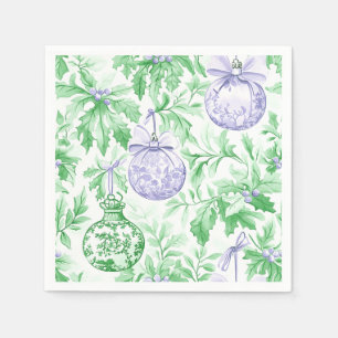 Serviette En Papier ornements de Noël vert violet toile