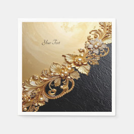 Serviette En Papier Ornements Floraux Dorés