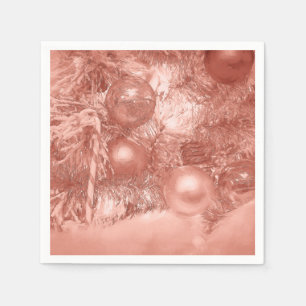 Serviette En Papier Ornements Noël Arbre Rose Gold Holiday