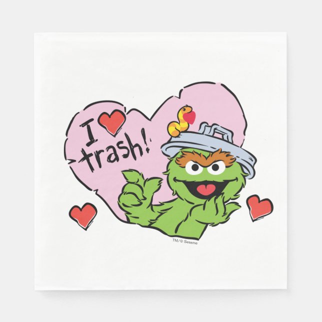 Serviette En Papier Oscar "I Love Trash" Valentine (Devant)