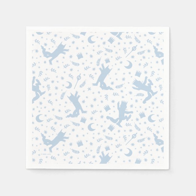 Serviette En Papier Où les choses sauvages Blue Floral (Devant)